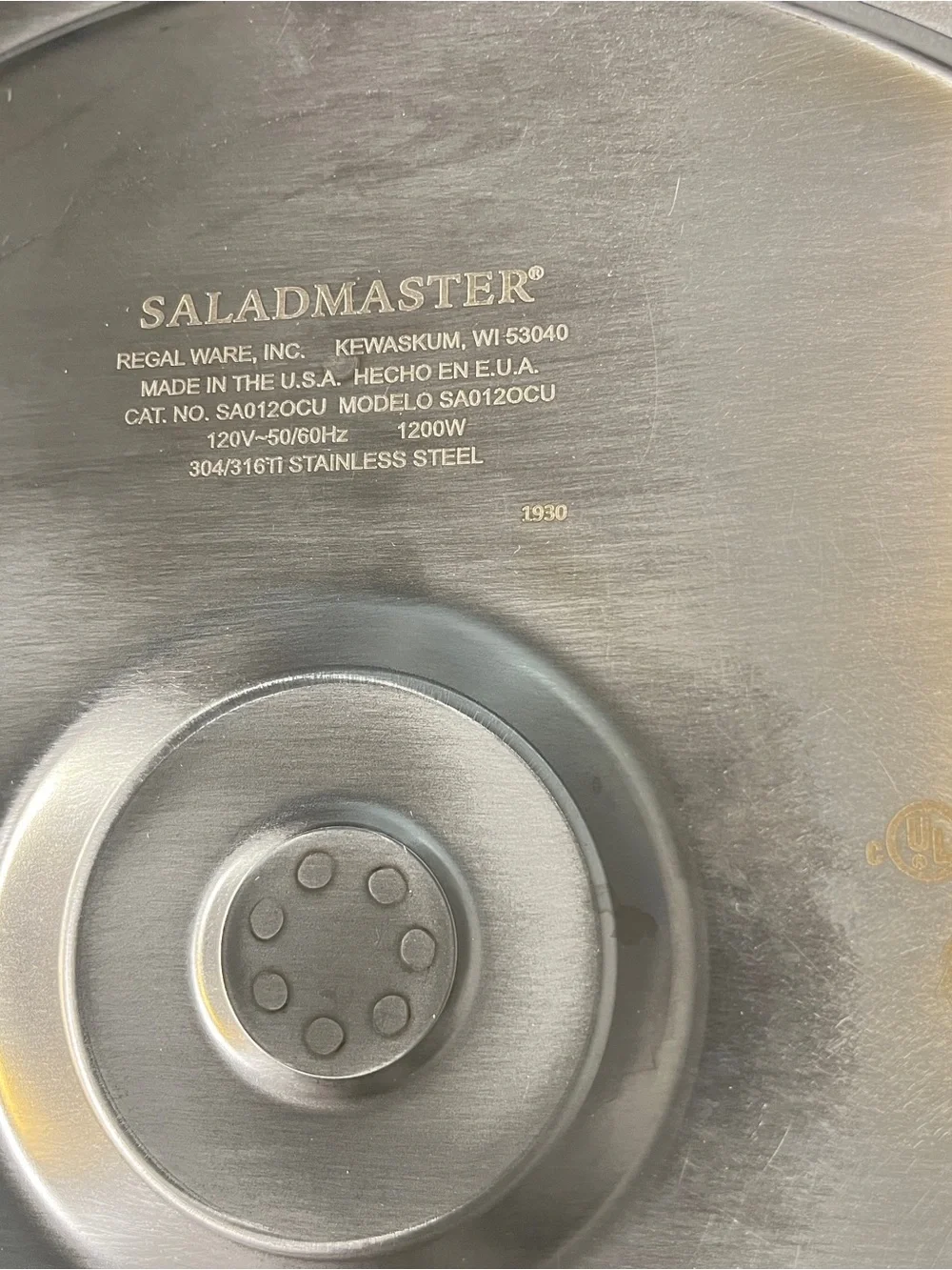 Saladmaster 12” Oil Core Electric Skillet, model SA012OCU,